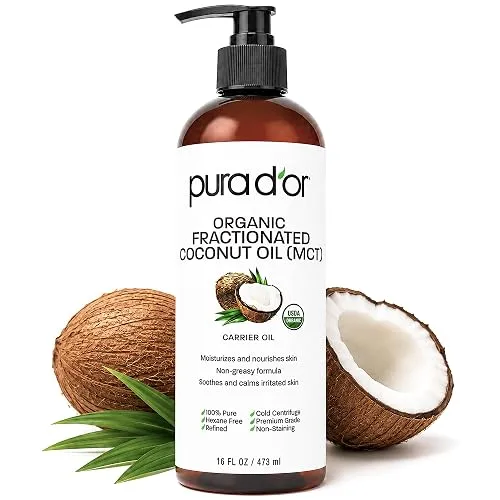 PURA D'OR ORGANIC Fractionated Coconut Oil MCT Skin Hair Massage,