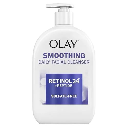 Olay Face Wash Daily Facial Cleanser with Retinol, Peptides and