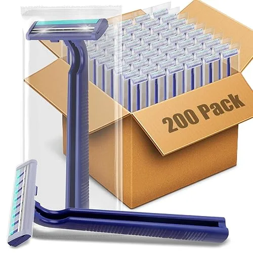 Disposable Razors Bulk for Men 200 Pack, Homeless Supplies Bulk,