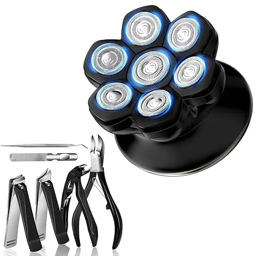 7D Head Shaver for Bald Men + 6-Piece Nail Clipper