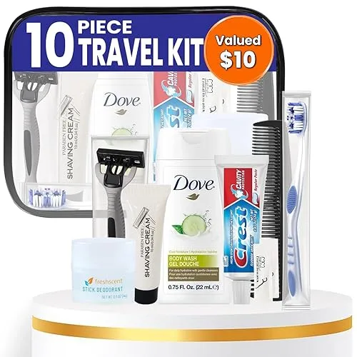 Trektote 10 Piece Travel Hygiene Kit with Toiletries & Dental