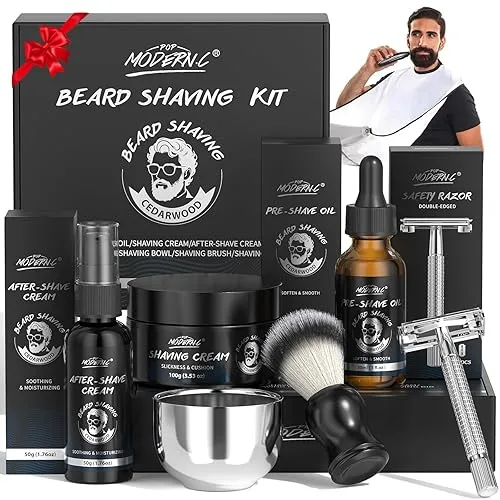 8Pcs Shaving Kit for Men Gift Basket for Christmas Birthday