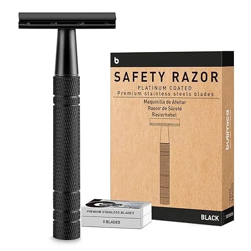Matte Black Safety Razor, Single Blade Razors for Men, with