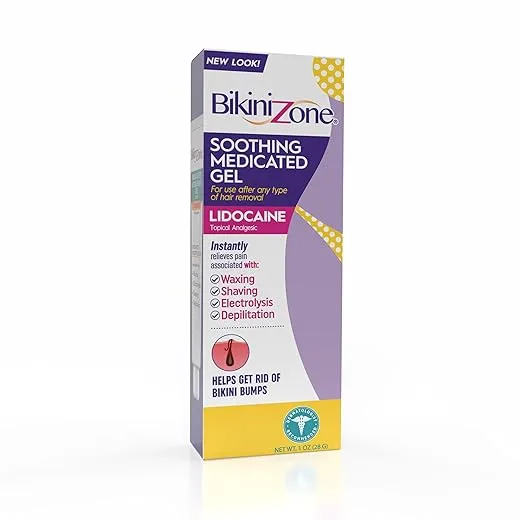 Bikini Zone Medicated After Shave Gel Lidocaine Razor Bump Relief, 1 Oz, 1 Pack