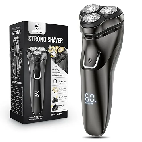 Electric Razor for Men Waterproof - Wet/Dry Cordless Rotary Shaver