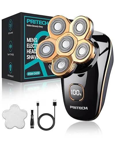 PRITECH Head Shavers for Bald Men, Type-C Charge Electric Razor