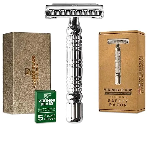 VIKINGS BLADE Double Edge Safety Razor for Men + 5