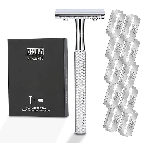 Single Blade Safety Razor With 10 Premium Stainless Steel Blades
