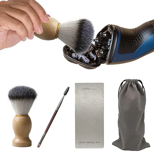 Rotary Electric Shaver Head Shaver Cleaning Brush Shaver Maintenance Kit for Philips, Remington, Freebird, Skull - Diamond Sharpening Stone, Easy Grip, Deep Clean, Sharpen Blades, Prolong Lifespan