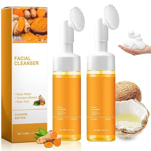 2 Pcs Turmeric Facial Cleanser, Glow Wash Turmeric Face Wash