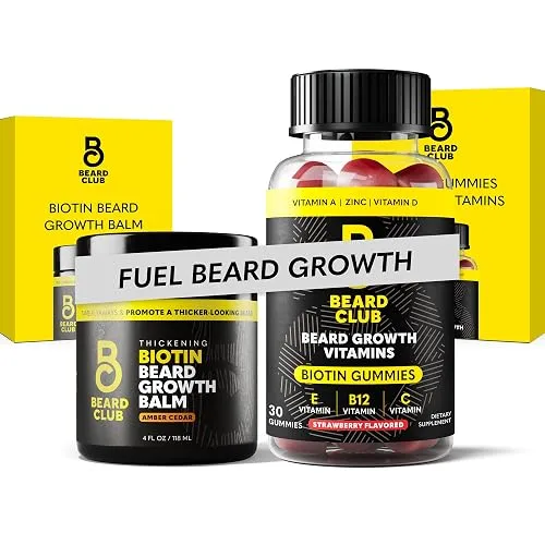 The Beard Club Biotin Beard Balm and Growth Gummies Bundle