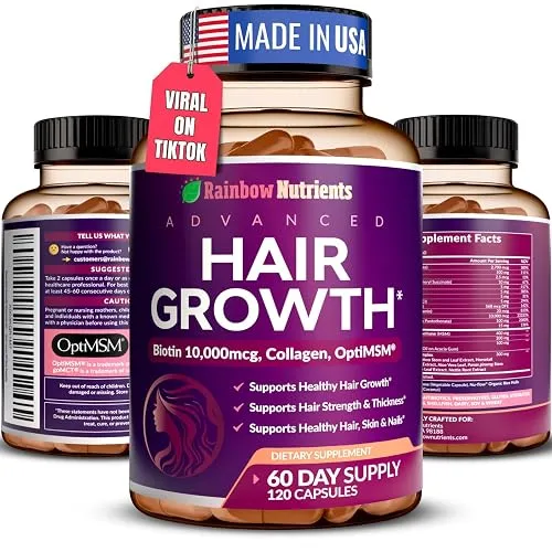Hair Growth Vitamins for Women | Biotin 10,000mcg, Collagen, Patented
