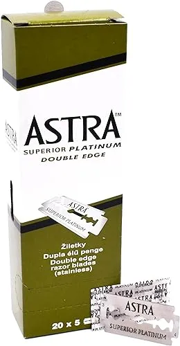 Astra Platinum Double Edge Safety Razor Blades,100 Blades (20 x