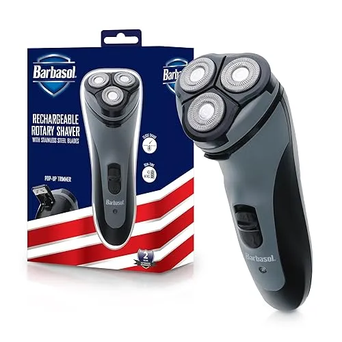 Barbasol Rotary Shaver, Rechargeable Electric Rotary Shaver with Stainless Steel