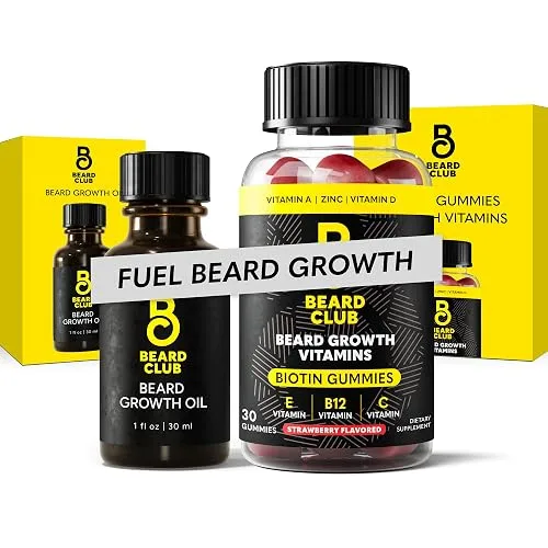 The Beard Club Beard Growth Oil and Vitamin Gummies Bundle