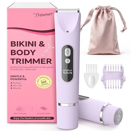 Bikini Trimmer for Women,Smooth Electric Razor for Sensitive Skin, IPX7