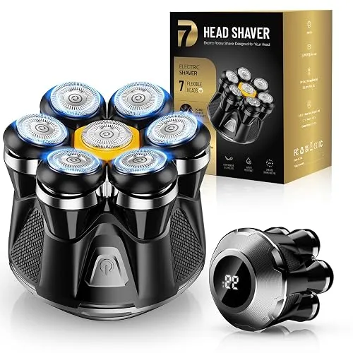 7D Head Shaver for Bald Men: IPX7 Cordless Electric Bald