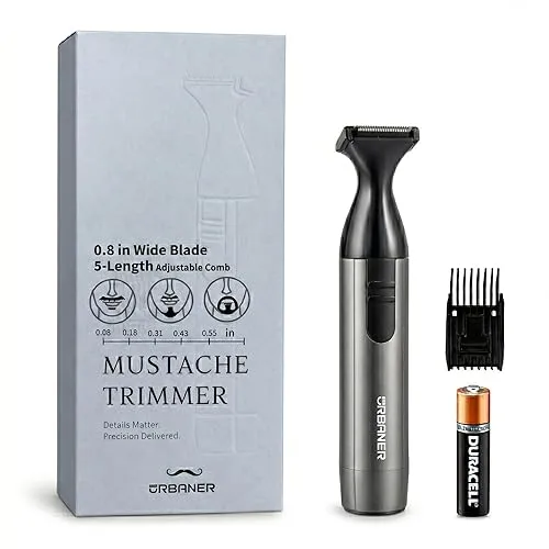 URBANER Mustache Trimmer for Men, 0.8” Precision Blade, Waterproof Adjustable