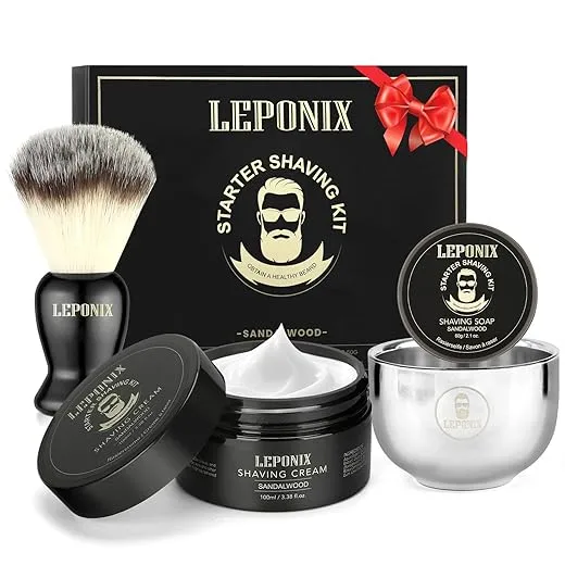 Mens Shaving Kit, The Ultimate Secret Santa Gift Set - Include Shaving Soap, Brush, Cream & Bowl – Premium Aftershave Christmas Gift Set for Him, Husband, Boyfriend – Ideal Grooming Essentials