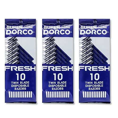 Dorco Fresh Twin Blade Disposable Razors for Men (30 Counts),