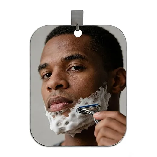 Shower Mirror Fogless for Shaving, 7x5 Inch Anti-Fog, Shatterproof Shower Mirror No-Fog Mirror for Easy Shaving & Makeup at Home or Travel Bathroom Accessories