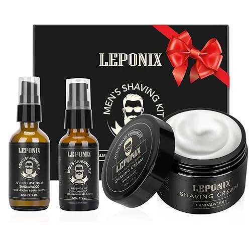 Mens Shaving Kit - Sandalwood Shaving Cream, After Shave Lotion