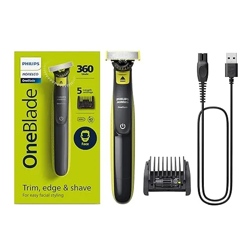 Philips Norelco OneBlade 360 Face, Hybrid Electric Beard Trimmer and