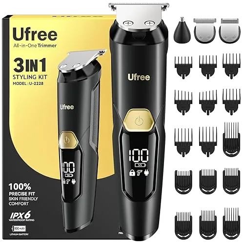 Ufree 3-in-1 Beard Trimmer Kit, Men's Electric Shaver Razor for