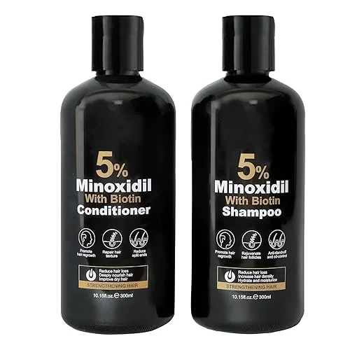 Minoxidil Shampoo & Conditioner Set for Hair Growth – Biotin,
