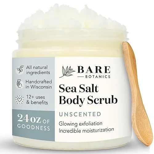 Bare Botanics Unscented Body Scrub 24oz | Made in Madison,