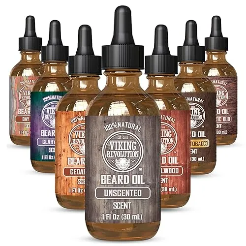 Viking Revolution Unscented Beard Oil for Men - Natural Mens