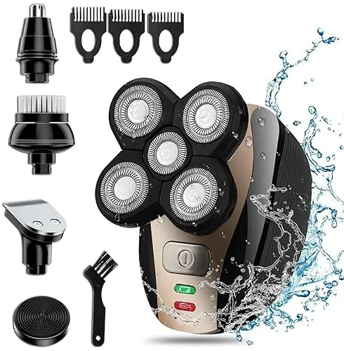 5-in-1 Rotary Electric Razor Bald Head Shaver | 4D Rechargeable