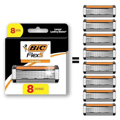 BIC Flex 5 Refillable Razors for Men, Long-Lasting 5 Blade