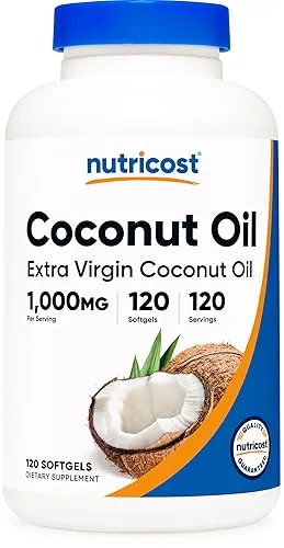 Nutricost Coconut Oil Softgels (1000mg) 120 Softgels - Extra Virgin