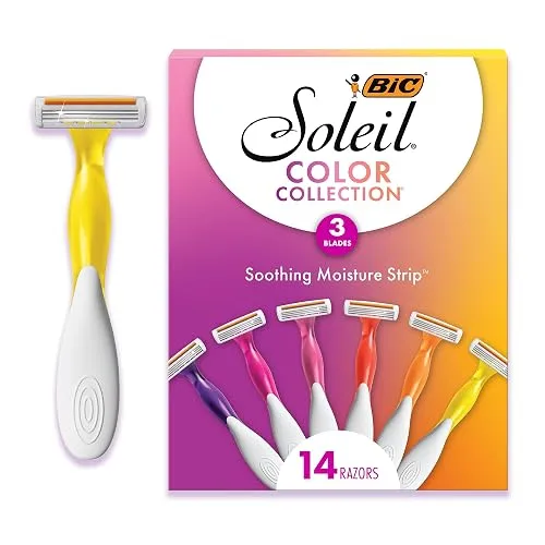 BIC Soleil 3 Colors Women's Disposable 3-Blade Razors, Aloe Vera