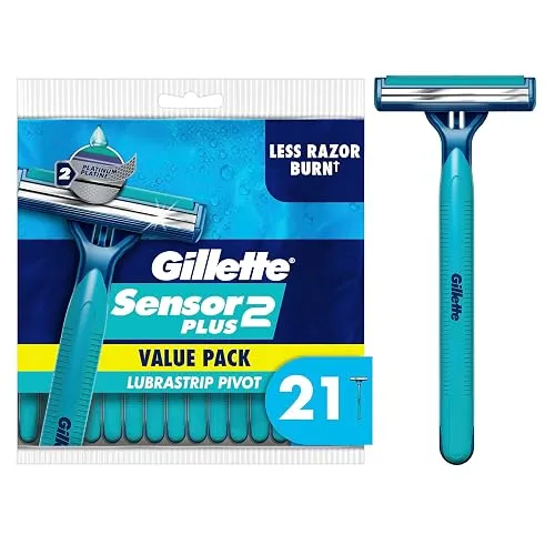 Sensor2 Plus Pivot Men's Disposable Razor, 21 Razors
