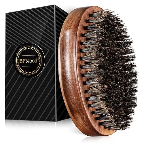 BFWood Boar Bristle Beard Brush - Black Wood Walnut Military