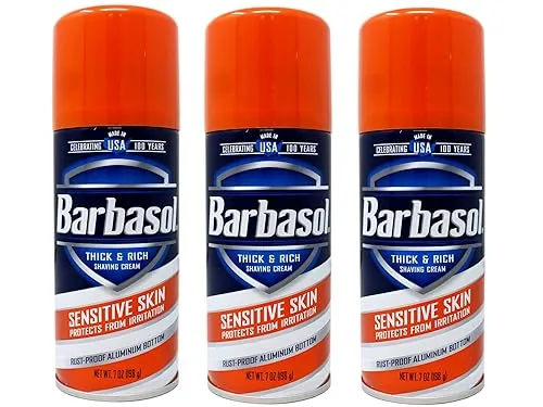 Barbasol Shave Cream 7 Ounce (Sensitive Skin, Pack of 3)