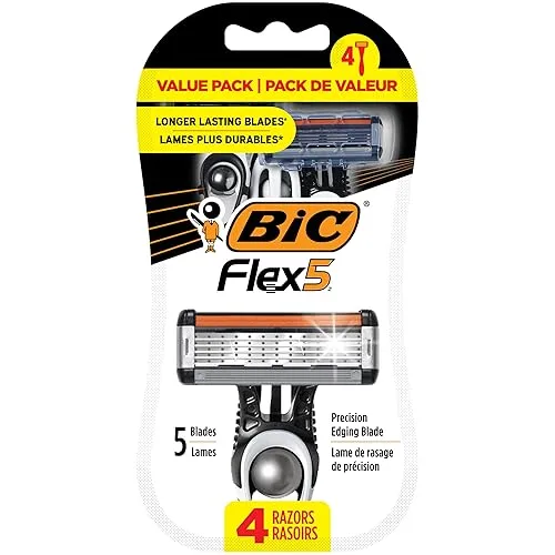 BIC Flex 5 Disposable Razor for Men, Sensitive Skin Razor