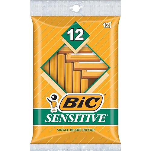 BIC Sensitive Men's Single Blade Disposable Razor, 12 count (Pack