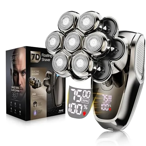 Head Shavers for Bald Men: 𝟕𝐃 𝐃𝐞𝐭𝐚𝐜𝐡𝐚𝐛𝐥𝐞 Electric Shaver -Father's