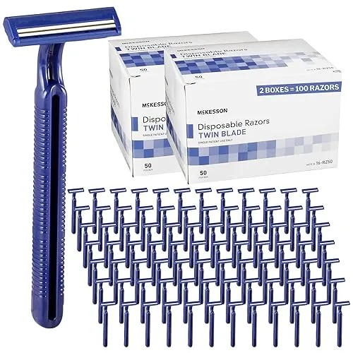 McKesson Disposable Razors [100 Count] – Twin Blade Bulk Shaving