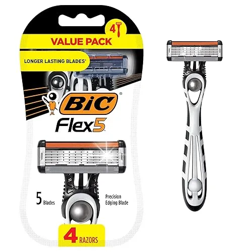 BIC Flex 5 Disposable Razor for Men, Sensitive Skin Razor