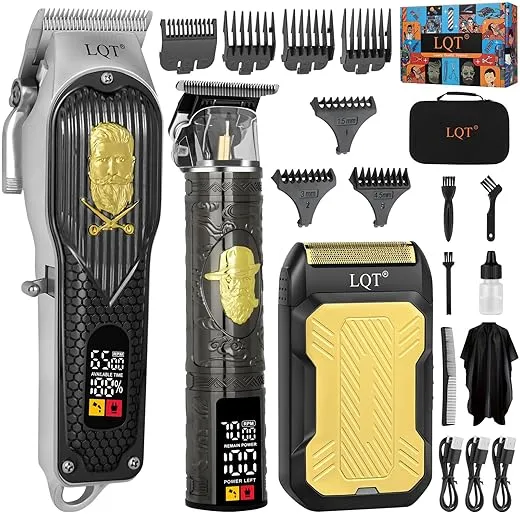 Professional Cordless Hair Clippers and Precision Beard Trimmer Set for Men, Barber-Grade Grooming Kit with Foil Shaver & USB Rechargeable Hair Cutting Machine, LED Display, Gifts for Men,Home Use