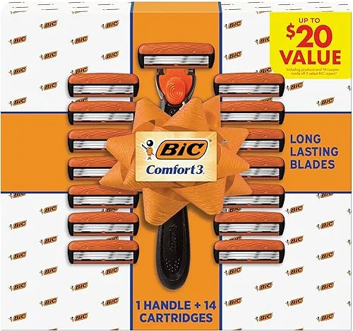 BIC Comfort 3 Refillable Men's 3-Blade Razors Holiday Gift Set,