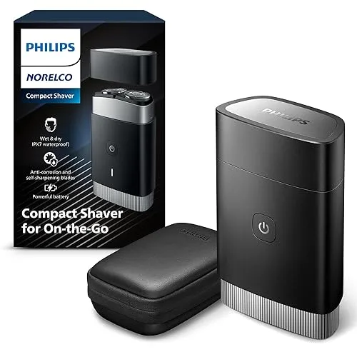 Philips Norelco Portable Shaver, On-The-Go Wet and Dry Electric Shaver,