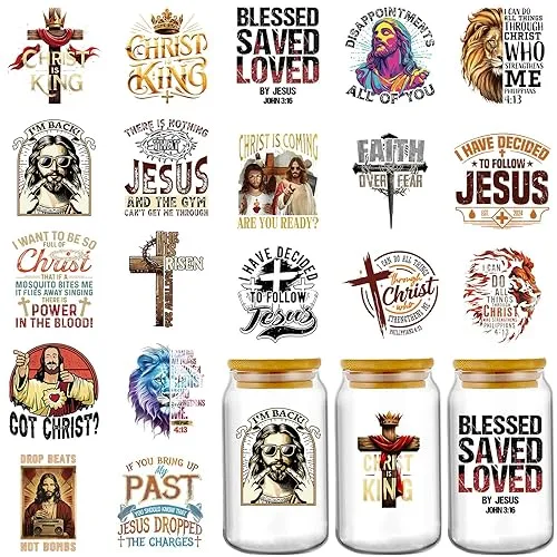 UV DTF Cup Wraps - 20 Sheets Religious Inspirational Quotes