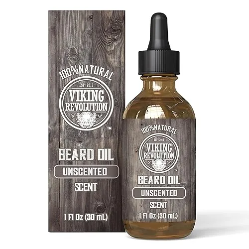 Viking Revolution Unscented Beard Oil for Men - Natural Mens