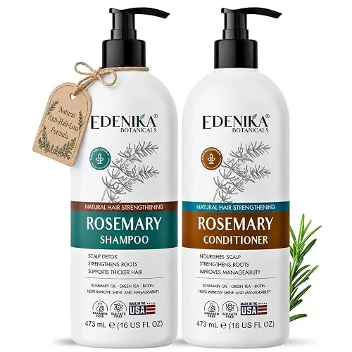 Edenika Botanicals Rosemary Shampoo and Conditioner Set with 100% Rosemary