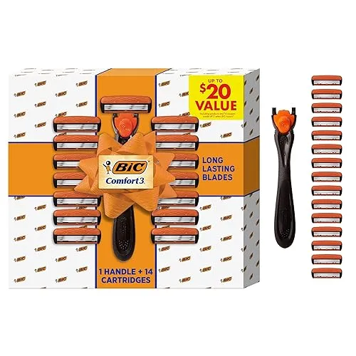 BIC Comfort 3 Refillable Men's 3-Blade Razors Holiday Gift Set,